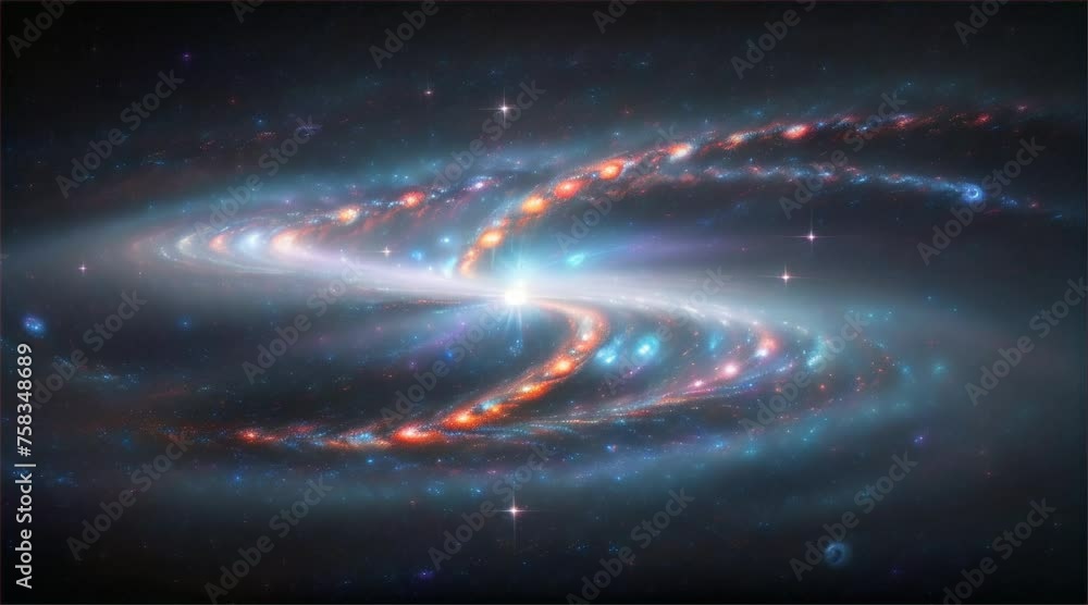 Poster galaxy, adorned with array of colors against the backdrop of space