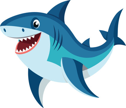 shark cartoon isolated on a white background, shark cartoon vector illustration, Shark Cartoon Mascot logo