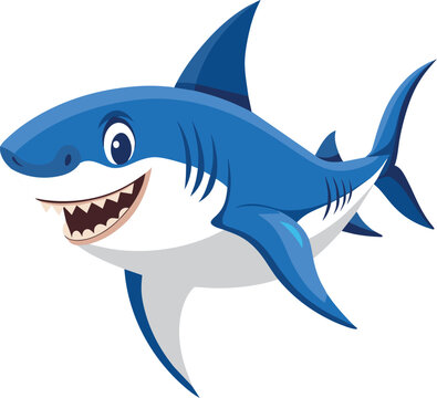 shark cartoon isolated on a white background, shark cartoon vector illustration, Shark Cartoon Mascot logo