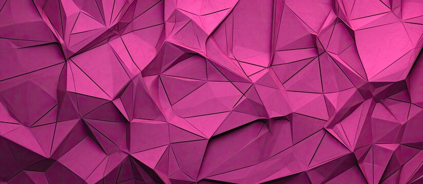 A close up shot showcasing a creative arts piece on a wall, featuring a vibrant pink triangle pattern with hints of violet, magenta, and other tints and shades, displaying symmetry and artistic flair