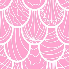 Abstract cartoon doodle seamless mermaid fish scales pattern for wrapping paper and fabrics and linens and kids