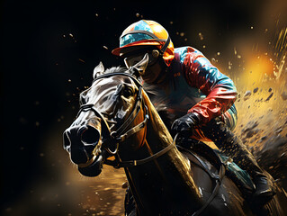 hd digital art graphic horse and jockey