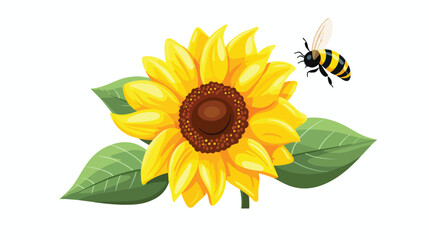 A bee buzzing around a sunflower with bright yellow