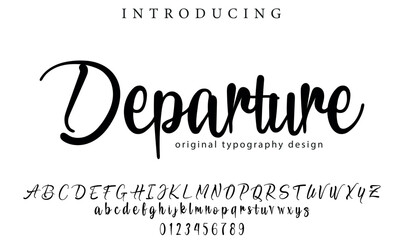 Departure Font Stylish brush painted an uppercase vector letters, alphabet, typeface