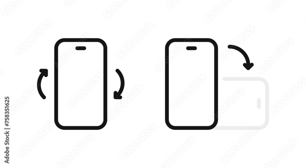 Poster rotation arrows. phone rotation icons. mobile phone rotation symbols.
