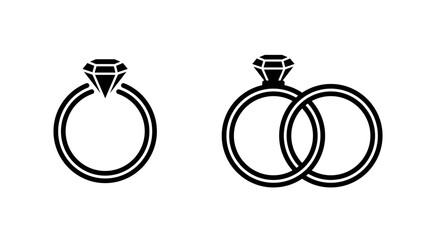Ring vector icons. Wedding ring icon set. Ring with diamond icons. Wedding rings