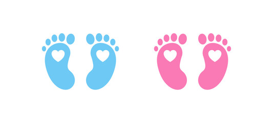 Baby footprint. Newborn footprints. Baby symbols.