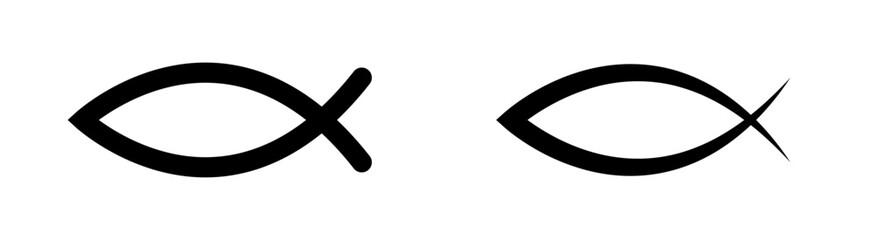 Christian fish vector icons. Christian fish symbols. Christian religion symbols. Christian icon set.