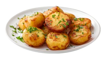 Aloo Tikki on a plate isolated on transparent png background. Generative ai 