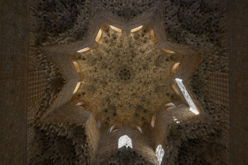 Ceiling with Muqarnas in the Hall of the Two Sisters Sala de las Dos Hermanas at Nasrid Palaces of...