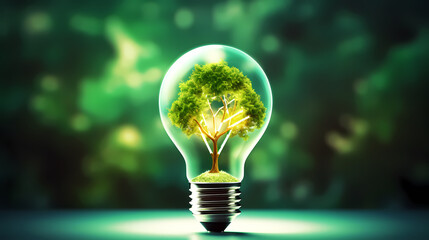 There are green plants sprouting inside the light bulb