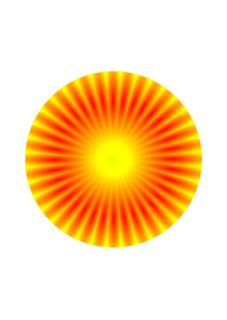 circular area with yellow and red rays and a bright yellow center, abstract modern design, sun, explosion, heat, glow, fire, celestial body, energy,