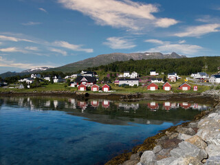 Fototapeta na wymiar Coastal landscape in Botnhamn, Senja, Norway