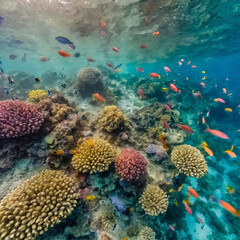 Naklejka na ściany i meble 산호가 가득한 열대바다의 아름다운 모습