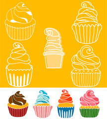 cupcake muffin ice cream illustration vector