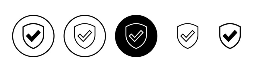 Shield check mark icon vector isolated on white background. Protection approve sign. Safe icon vector