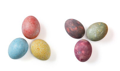 Different easter eggs on white background - 758358454