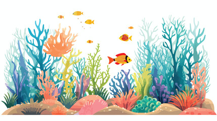 Fototapeta na wymiar A colorful coral reef teeming with fish and other