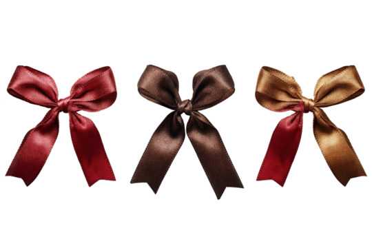 Set of colourful ribbons for packaging and festive decoration isolated on transparent background