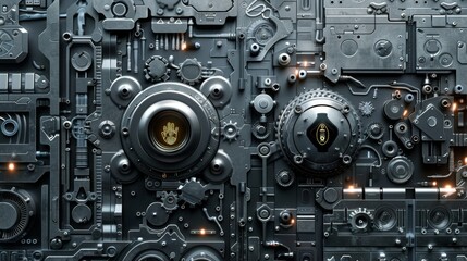 abstract metallic security mechanism background