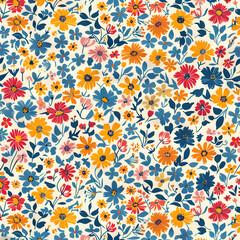 Ditsy floral pattern with small print, perfect for fashion design and textile use.