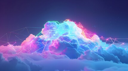 futuristic cloud computing technology background - obrazy, fototapety, plakaty