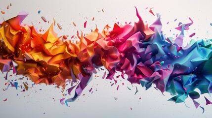 abstract vibrant shapes flowing on white background