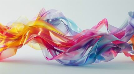 abstract vibrant shapes flowing on white background