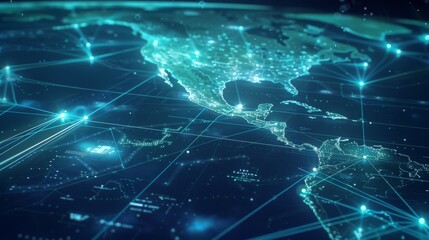 Obraz premium world map global communication technology background