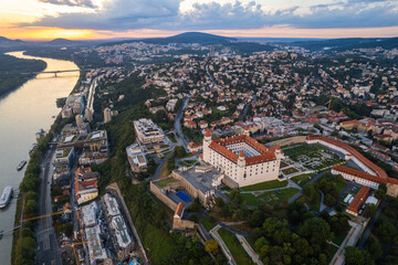 Bratislava, Slovakia - Aerial panoramic view of the beautiful Slovakian capital during summer 
