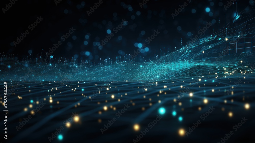 Aufkleber abstract background representing data particles in a technological environment, each particle convey