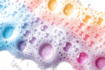 Colourful soap foam with colourful bubbles isolated on a transparent background - obrazy, fototapety, plakaty