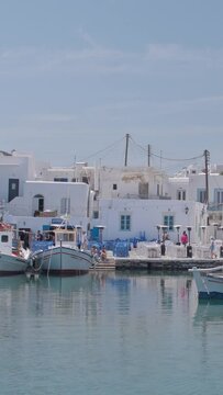 pretty Naousa town in paros greece in vertical