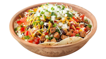 Burrito Bowl isolated on transparent png background. Generative ai 