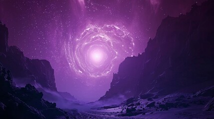 purple virtual light converging towards the centre, symmetrical composition, dark blue