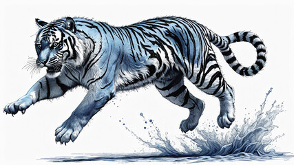 Tiger illustration - obrazy, fototapety, plakaty