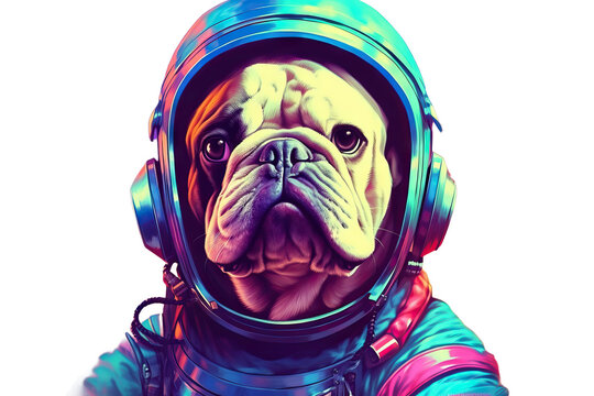 light finest cyber colorful space space space french background outer astronaut suit neon deep futuristic bulldog concept