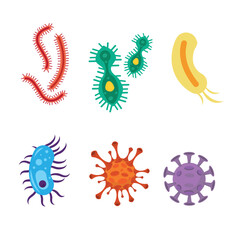 Virus vector illustration. Biological virus types. Icons