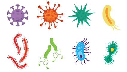 Virus vector illustration. Biological virus types. Icons