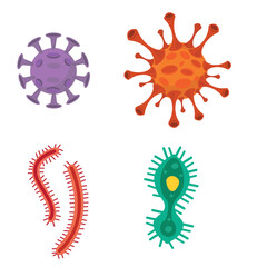 Virus vector illustration. Biological virus types. Icons