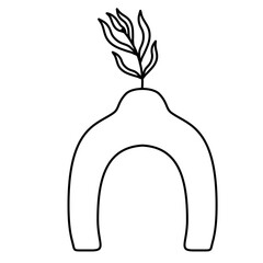 Outline Plant Leaf in Pot Vector Doodle 