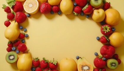 Harvest Delights: Craft an Enchanting Border of Fruits and Vegetables, Allowing Your Custom Text or Imagery to Take Center Stage in Vibrant Splendor
