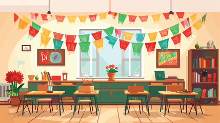A decorated classroom for Cinco de Mayo with Mexica