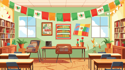 A decorated classroom for Cinco de Mayo with Mexica