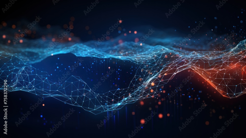 Fototapete abstract background representing data particles in a technological environment, each particle convey