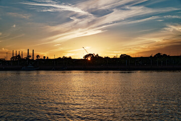 Sunset over Sakai Port (堺旧港) in Osaka, Japan