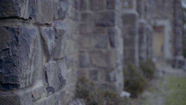 Slow Motion Pan Right to side of church wall Maplewood New Jeresy 4K