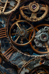 Fototapeta na wymiar Closeup of inner mechanism in a watch