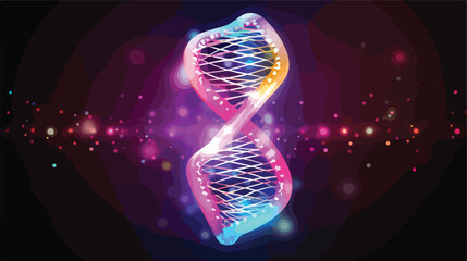 A DNA double helix glowing with vibrant light repre