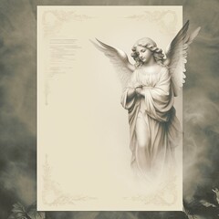 The layout of the postcard Jesus, angel with wings